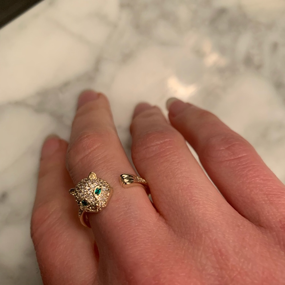 NWT Gold Panther Ring 14K Gold Plated | Spoon style